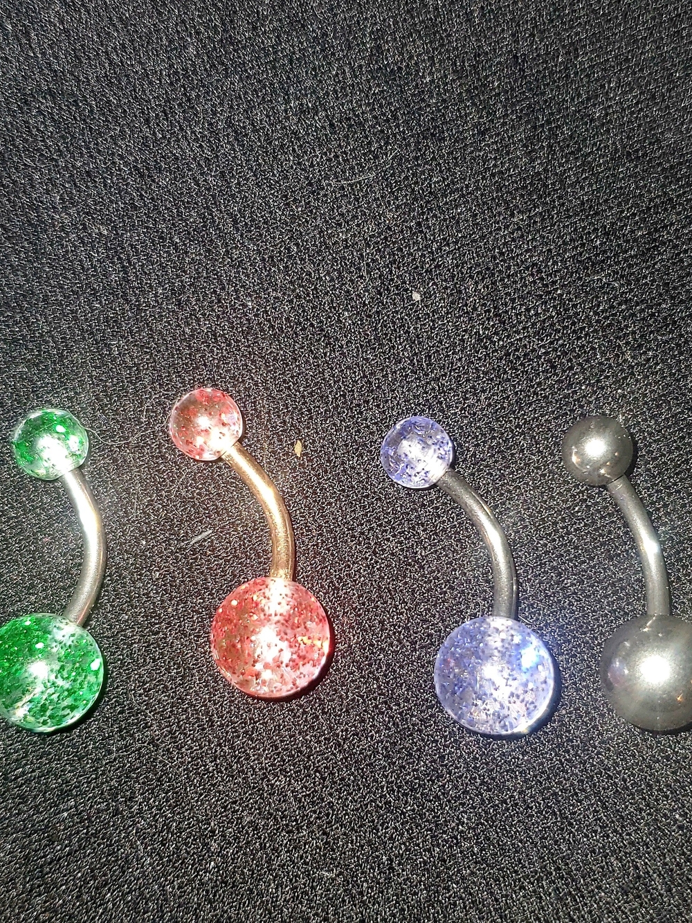 Glitter Belly Button Rings - Green, Red, Blue, Silver